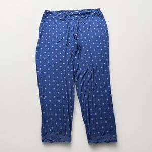 Soma Polka Dot Crop Pants Lace Trim Navy White Womens XL